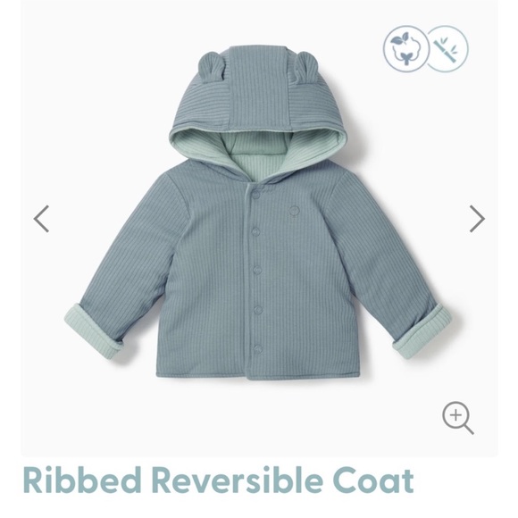 mori Other - Ribbed Reversible Kids Raincoat - Sage Blue